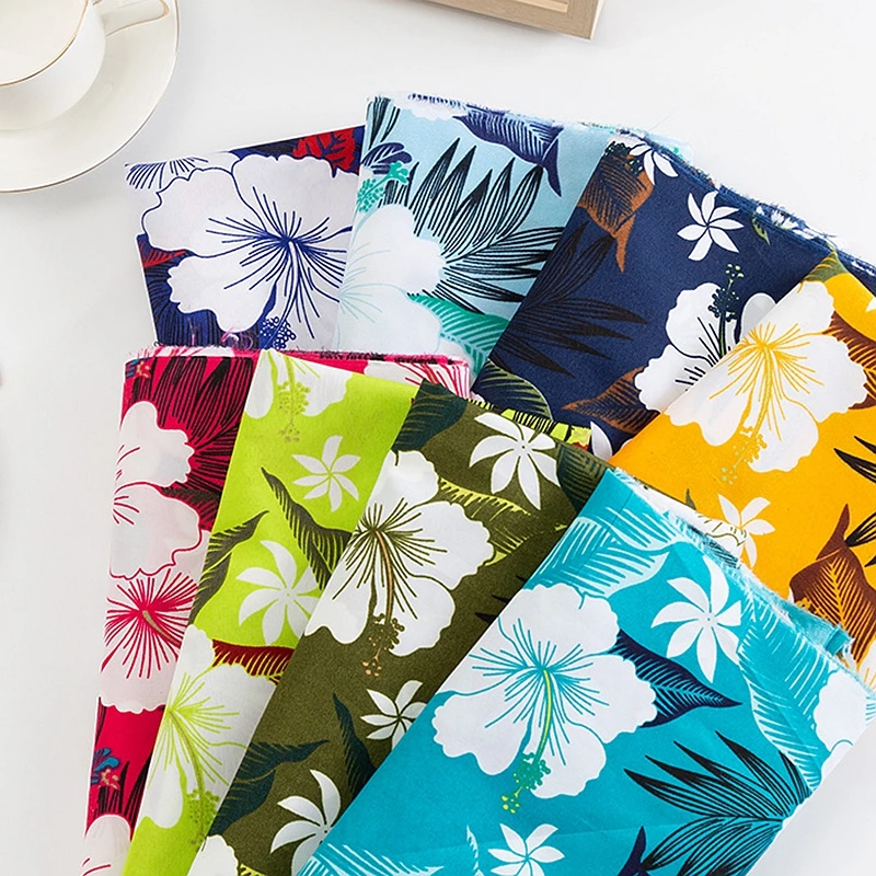 Hawaiian Style Printed Fabric Cheap And Thin Peach Skin Fabric For Men's Beach Pants In Summer TJ0611