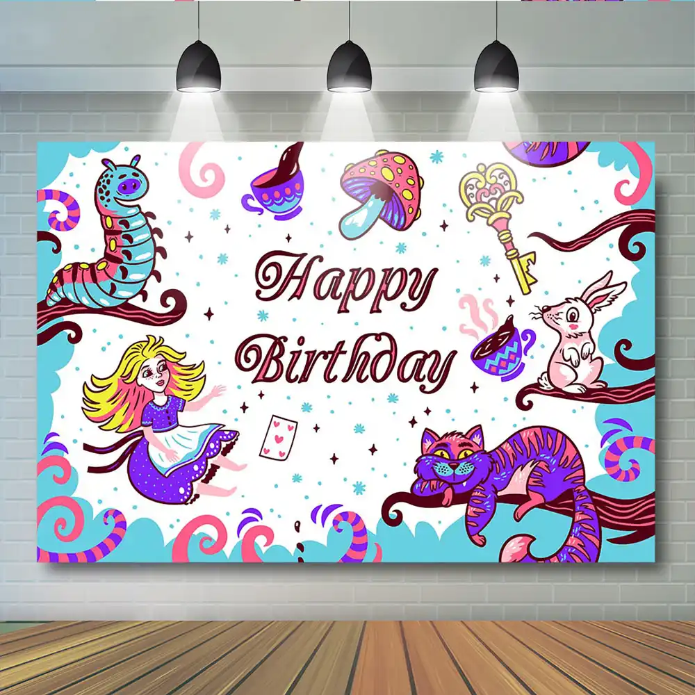 Arriere Plan Joyeux Anniversaire Pour Fille Lapin Magique Fete D Anniversaire Pour Enfants Et Adultes Photographie Animaux Chat Dessin Anime Stand Photo Aliexpress