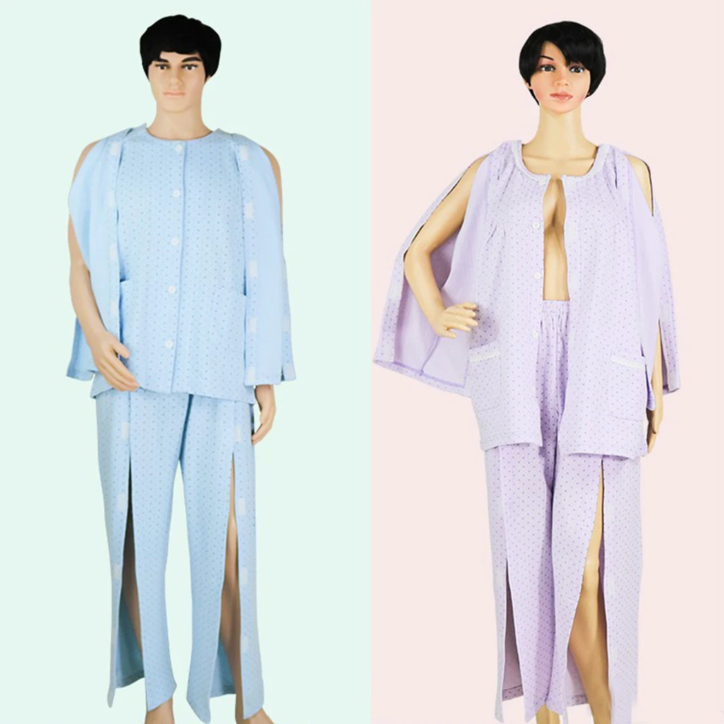 Men Bedridden Patient Elderly Clothes Cotton Hospital Nursing Tops and Pants Clothes Gowns for Hospital Elderly Patients