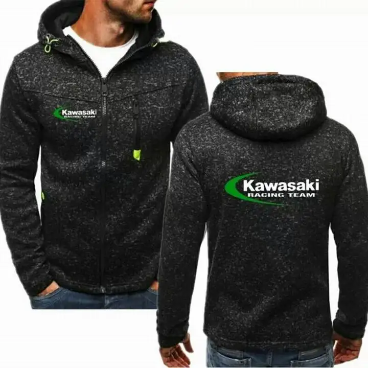 Брендовые зимние Мотокросс гоночная мотоциклетная одежда для kawasaki пуловер с рыцарем пальто Kawasaki кошачьих ушек; повседневные толстовки с капюшоном и H - Цвет: 1