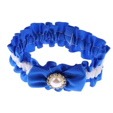 Темно-синие эластичные Свадебные Подвязки для невесты с бантом аксессуары для выпускного вечера