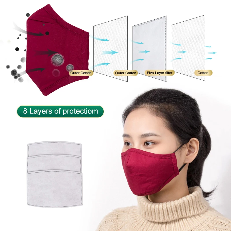

Cotton Black Mouth Mask Anti Dust Mask Activated Carbon Filter Windproof Mouth-muffle Bacteria Proof Flu Face Masks Care