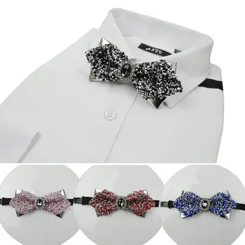 

Luxury Rhinestone Bow Ties Men Women 2020 Shiny Handmade 11.5*5.5CM Adjustable Temperament High Quality Accessories Bow Ties