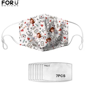 

FORUDESIGNS Nursing Print Women Adjustable Prevent Dust PM2.5 Bacterial Mouth-muffle Adults Outdoor Anti Haze Mouth Face Mask
