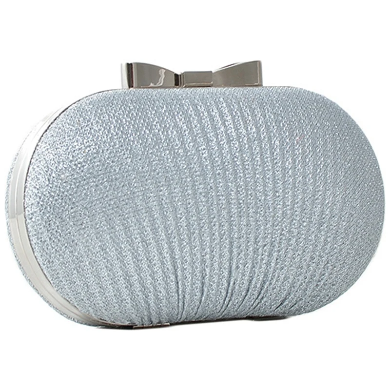 

Wedding Bridal Beaded Women Evening Bag Chain Shoulder Handbags Elegant Rhinestones Clutch Evening Bag Egg Shape Day Clutch(Silv