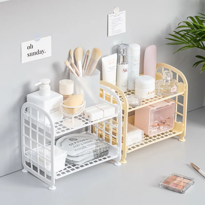 

Ins Desktop Storage Box Makeup Storage Double-layer Storage Shelf Desktop Storage Rack Desk Shelves Cosmetic Organizer Storage