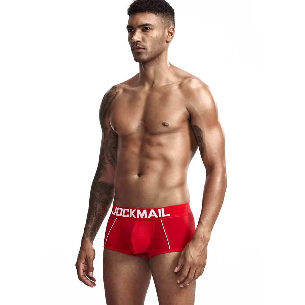 JOCKMAIL сексуальное мужское нижнее белье U выпуклая сумка мужские Трусы Дышащие Боксеры хлопковые забавные трусы однотонные белые домашние шорты