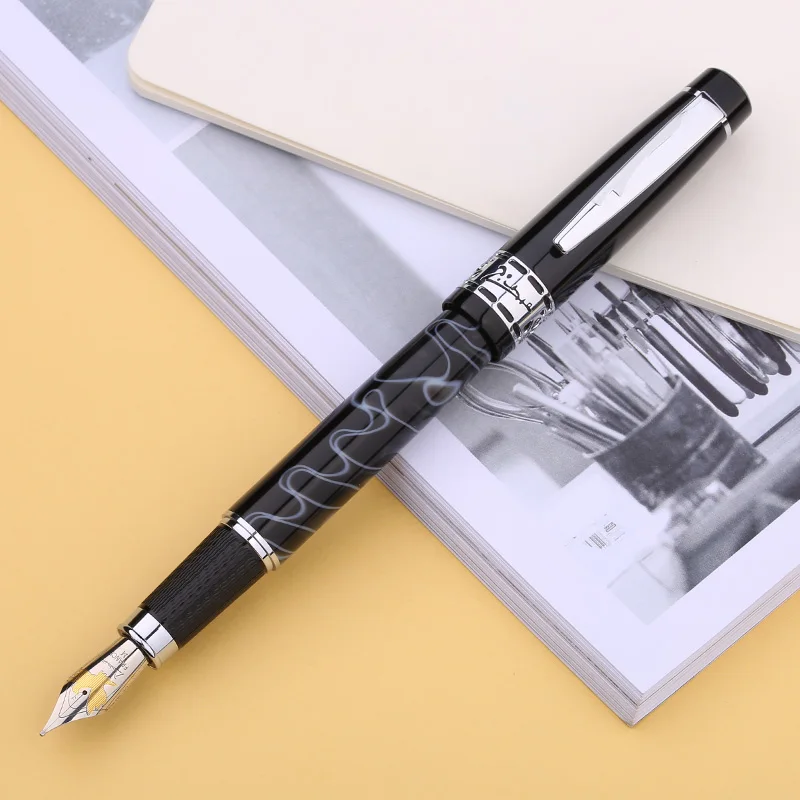 Picasso  915 Celluloid Fountain Pen Gray Marble Iridium Medium Nib 0.7mm Writing Ink Pen for Office Business School Home