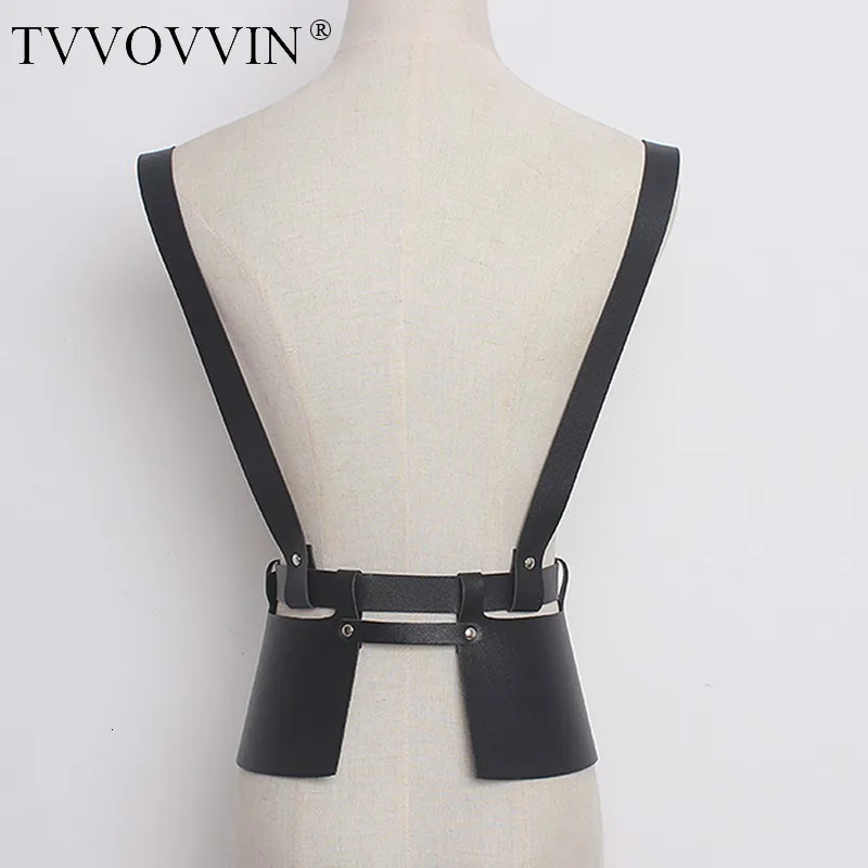 TVVOVVIN High Quality Summer Spring Solid Color Pu Leather Black Split Joint Loose Belt Women Fashion All-match Belt C707