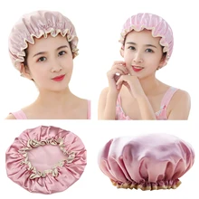 1 шт., женская шапочка для душа, роскошная шапочка для девочек, милая Водонепроницаемая детская многоразовая шапка для ванны, двухслойная водонепроницаемая шапочка для купания