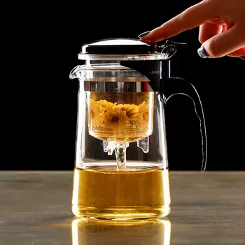 

Heat Resistant Glass Tea Infuser Tea Pot Chinese Kung Fu Tea Set Puer Kettle Coffee Glass Maker Convenient Office Tea Sets