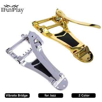 

A set Guitar Vibrato Bridge tailpiece for Arch Top Archtop Hollow Semi Hollow Jazz Electric Guitar Gold Chrome Guitar Parts