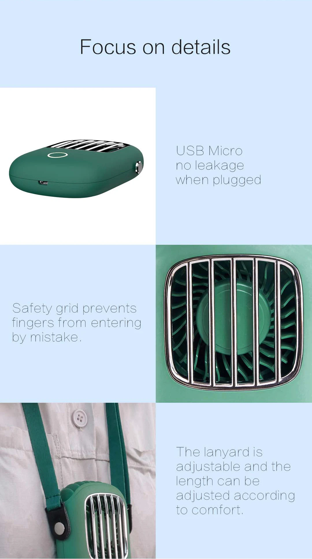 Gadgetoo Totu Portable Hanging Neck Fan Mini Pocket Air Cooling Fan