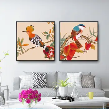 

Home Decoration Painting Print Canvas Wall Art Picture Square Poster Oil Unframed Drawings Chinese flower and bird