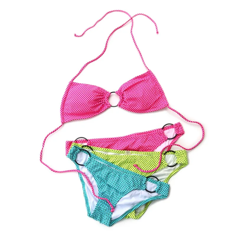 

Summer Bikini Brazilian Pink Wave point print Swimwear Women Thick Swimsuit Girl Bandage girl Sexy push up Bikinis