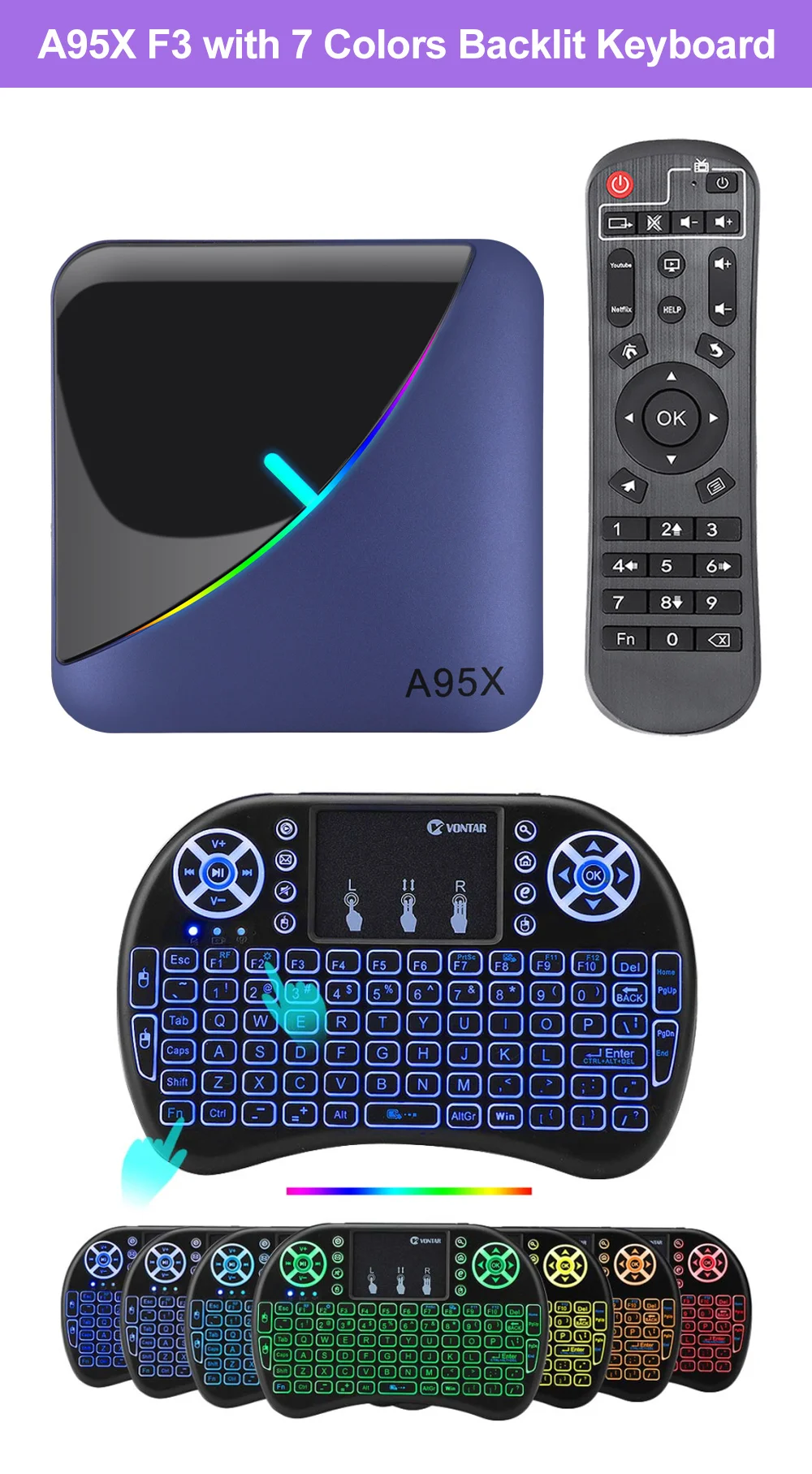 A95X F3 RGB светильник ТВ приставка Android 9,0 Amlogic S905X3 4 Гб 64 ГБ 32 ГБ двойной Wifi 8 к 60 кадров в секунду Netflix plex медиа сервер 2 Гб 16 г A95XF3 X3