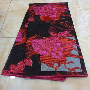 

Fashion French Tulle Lace Fabric Embroiderey Lace High Quality Sequins Nigerian African Mesh Lace Fabric For Wedding Red