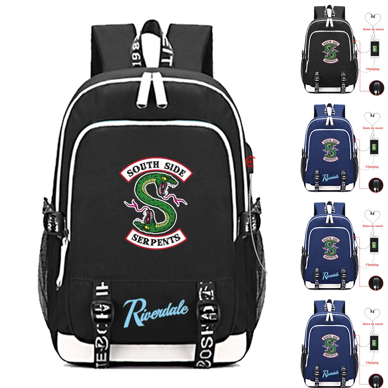 

New Riverdale Cosplay Prop Serpent Backpack Teen School Bag Multi-function Shoulder Bags Large Capacity Rucksack Travel Knapsack