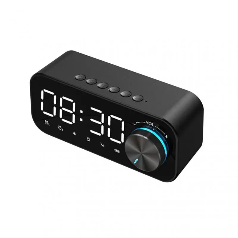 Mirror Alarm Clock Bluetooth Speaker LED Digital Display Radio Alarm Clock Radio Wireless Subwoofer Music Player Table