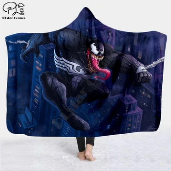 

Venom Spiderman Character Hooded Blanket Adult colorful child Sherpa Fleece Wearable Blanket Microfiber Bedding dropshipping