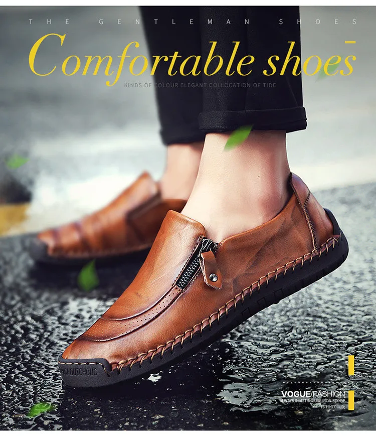 ARIARI Classic Comfortable Casual Leather Shoes Men Loafers Shoes Leather Men Shoes Flats Hot Sale Moccasins Shoes Plus Size