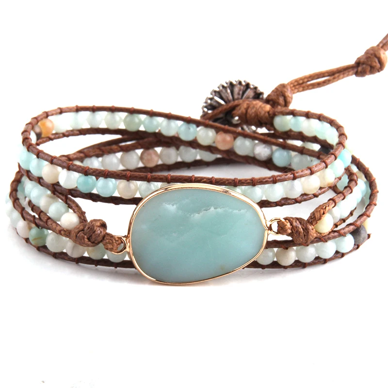 Mode Kralen Boho Armband Sieraden Handgemaakte Natuurstenen Charme 3 Strengen Wrap Armbanden