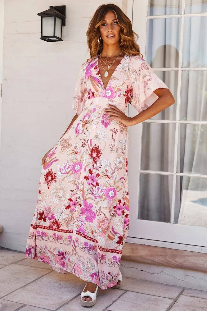 KIYUMI Платье женское шифоновое пляжное платье Boho тонкий Таиланд приморский праздник Балийский пуловер для отдыха XL Размер Макси платья