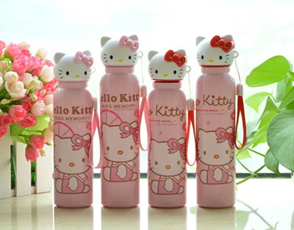 Cartoon Creative Hello Kitty Insulation Cup Stainless Steel Children Large Insulated Bottle KT Cat Mug Thermos Water Tumbler