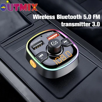 

Wireless Bluetooth FM Transmitter 5.0 Hands-Free Car MP3 Player Bluetooth Kit FM Modulator Dual USB Charger Safety LED Light