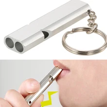 Дайте рождения свисток двойное отверстие свисток выживания Аварийный алюминиевый сплав Серебристые Инструменты гаджет для использования на открытом воздухе практичный