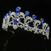 Стиль Европа и Америка барокко синий кристалл свадьба большая корона головной убор Корона для невесты Свадебные аксессуары ИУ