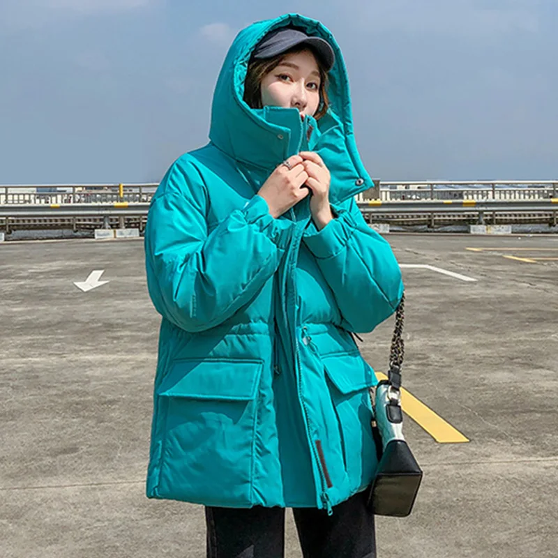 

Aibeautyer зимняя повседневная женская Свободная Толстая теплая зимняя верхняя одежда, женские пуховики, женское короткое пальто с капюшоном 90% на белом утином пуху