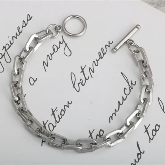 Модный длинный квадратный браслет в стиле панк, хип-хоп, нержавеющая сталь, Круглый угол, для мужчин и женщин, Титановый стальной браслет, горячая распродажа