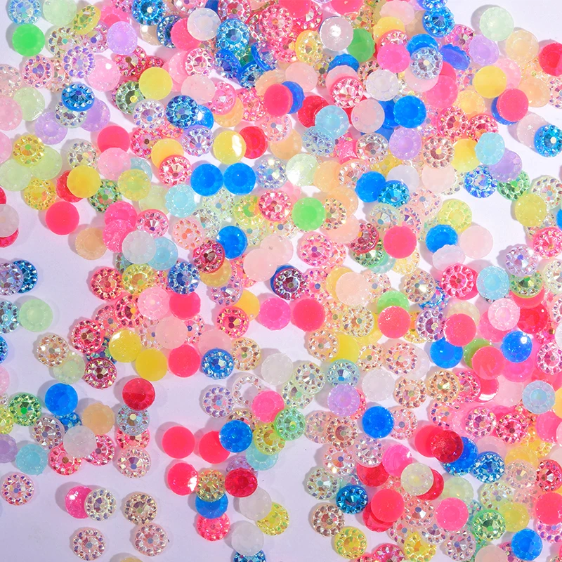 

1000pc/lot Nail Crystal Strass Flat-Back Mixed-Color Resin AB 3D Flower Design Nail-Strass DIY Nail Tips Gltter Strass Accessory