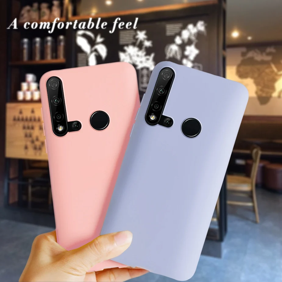 Чехол для телефона huawei P20 Lite 2019 мягкий силиконовый чехол из ТПУ матовый цветной