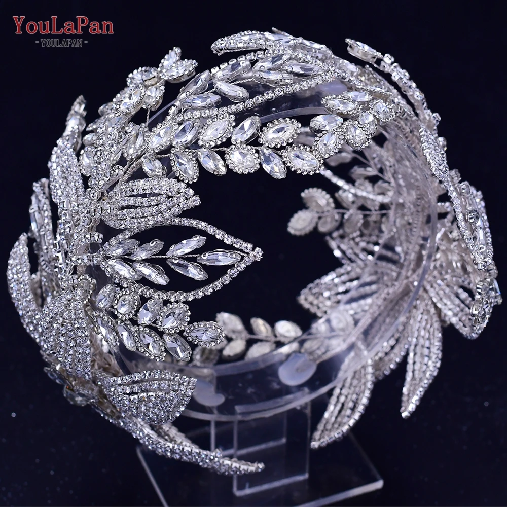 YouLaPan Fashion Strass Kronen en Tiara's Gala Kronen Bruids Haarstuk Bruids Hoofdtooi Handgemaakte Bloemen_voghion.com