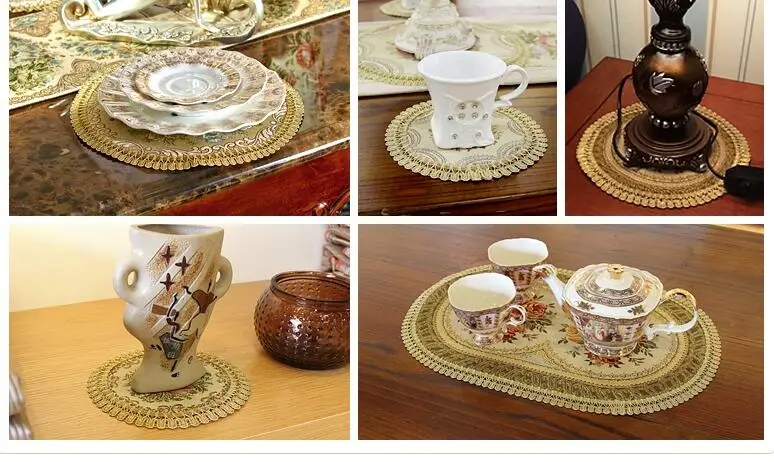 European Western mat fabric home coaster fabric vase mat non-slip insulation multi-purpose pad placemat round cloth