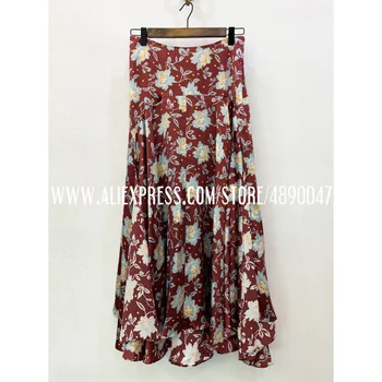 

High-grade silk Print Women's Skirts Spring / Summer 2020 Bohemia Print Women's Light elegant Skirts High Quality Long Skirts