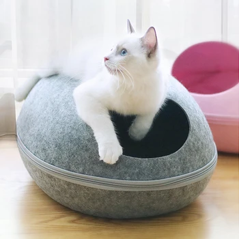 

Portable Egg Shape Cat Dog Cave Bed Cute Sleeping Bag Felt Cloth Puppy House Nest Cat Basket All Season Pets Accessories Supply