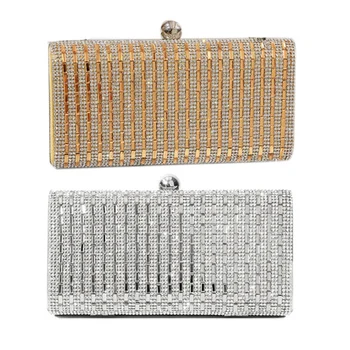 

2x Ladies Evening Bag Wedding Party Bag Diamond Rhinestone Clutch Crystal Sparkling Clutch Bag Wallet Silver & Gold