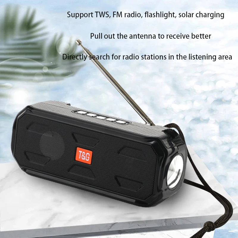 Bluetooth Speaker Music-Box Bass Stereo Portable Wireless with Flashlight Support USB/AUX