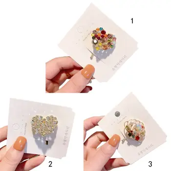 

Korean Women Heart Seashell Alloy Hair Stick Pin Candy Colorful Rhinestone Ponytail Holder Hairpin Student Hair Accessories Clip