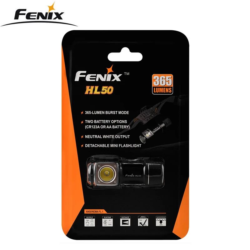 Фонарь головной Fenix HL50 XM-L2 T6 365 лм 3 режима прочный многофункциональный 1 * AA/1 CR123A |