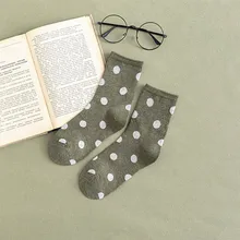 Женские носки ярких цветов с волнистыми точками, повседневные хлопковые носки, плотные женские носки Harajuku, 12,18