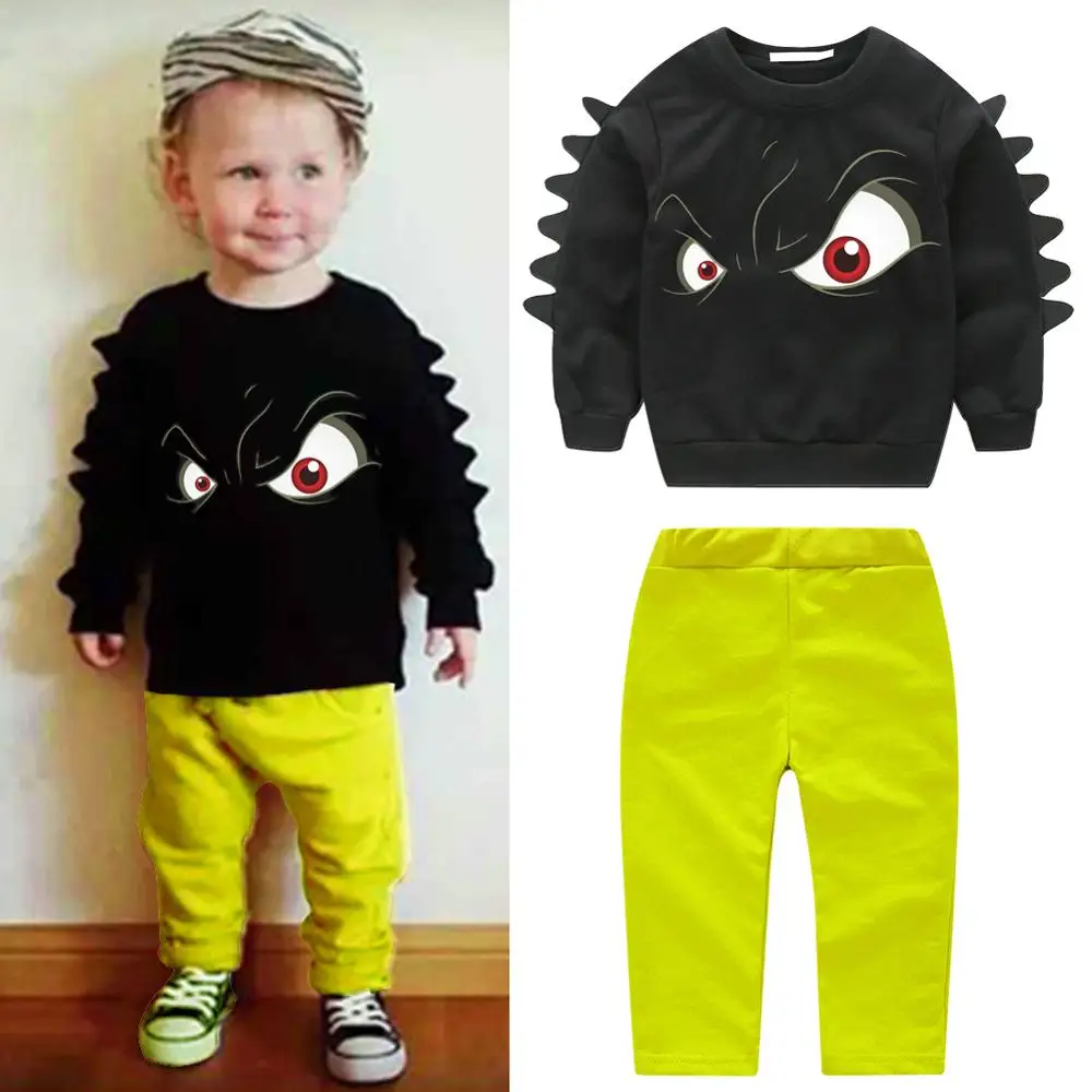 

2019 ins explosion models spring and summer baby clothes long sleeve cartoon little monsters small eyes