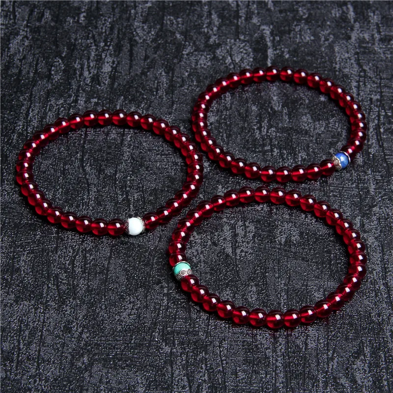 Натуральный камень ручной работы Strand браслет для женщин 6 мм темно-красные бусины браслет Lotus Braslet Йога ювелирные изделия для медитации дружбы