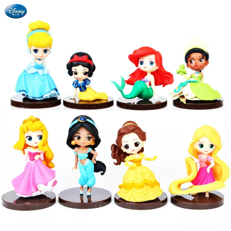 8ピース セットディズニープリンセス人魚姫白雪姫かわいい少女ギフト装飾飾りアニメ手作り人形アニメフィギュア Aliexpress おもちゃ ホビー