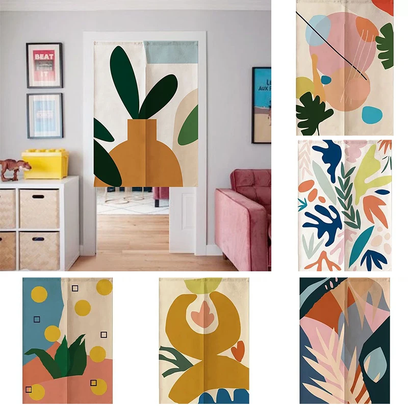 

Modern Simple Door Curtain Abstract Color Graffiti Bedroom Blackout Curtain Kitchen Geomantic Curtain Home Decoration