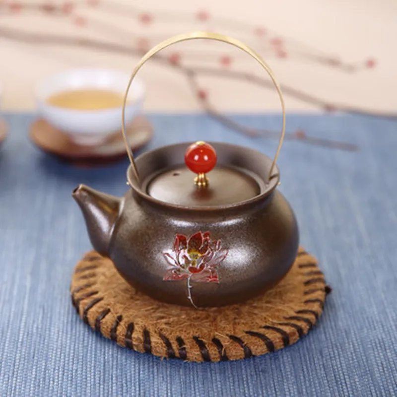 Yixing Tiliang Чайник чистый ручной работы старый рок грязь Бытовая кунг-фу чайная посуда фиолетовый; песок горшок чайник