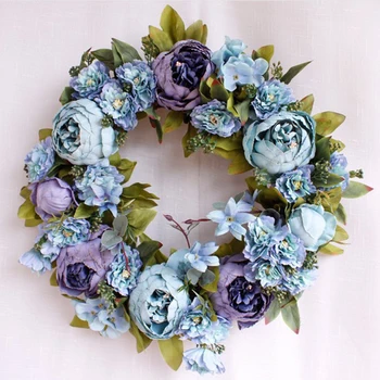 

Artificial Wreaths Peony Flower Green Leaves Garland Ornaments Home Door Decor 2020 New Arrival 40cm (Approx.)